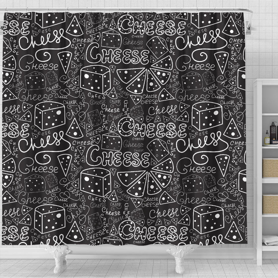 Handwritten Cheese Pattern Shower Curtain Fulfilled In US