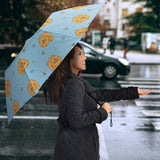 Brown Cute Pomeranian Blue Blackground Umbrella