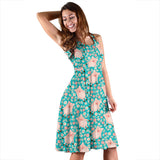 Pig Pattern Print Design 01 Sleeveless Midi Dress