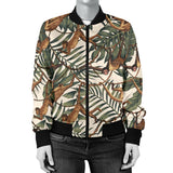 Monkey Tropical Leaves Background Women'S Bomber Jacket