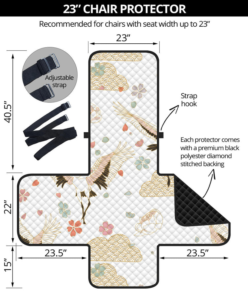 Beautiful Japanese cranes pattern Chair Cover Protector