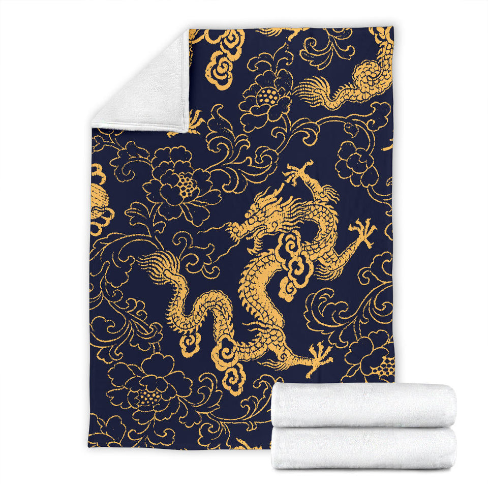 Gold Dragon Pattern Premium Blanket