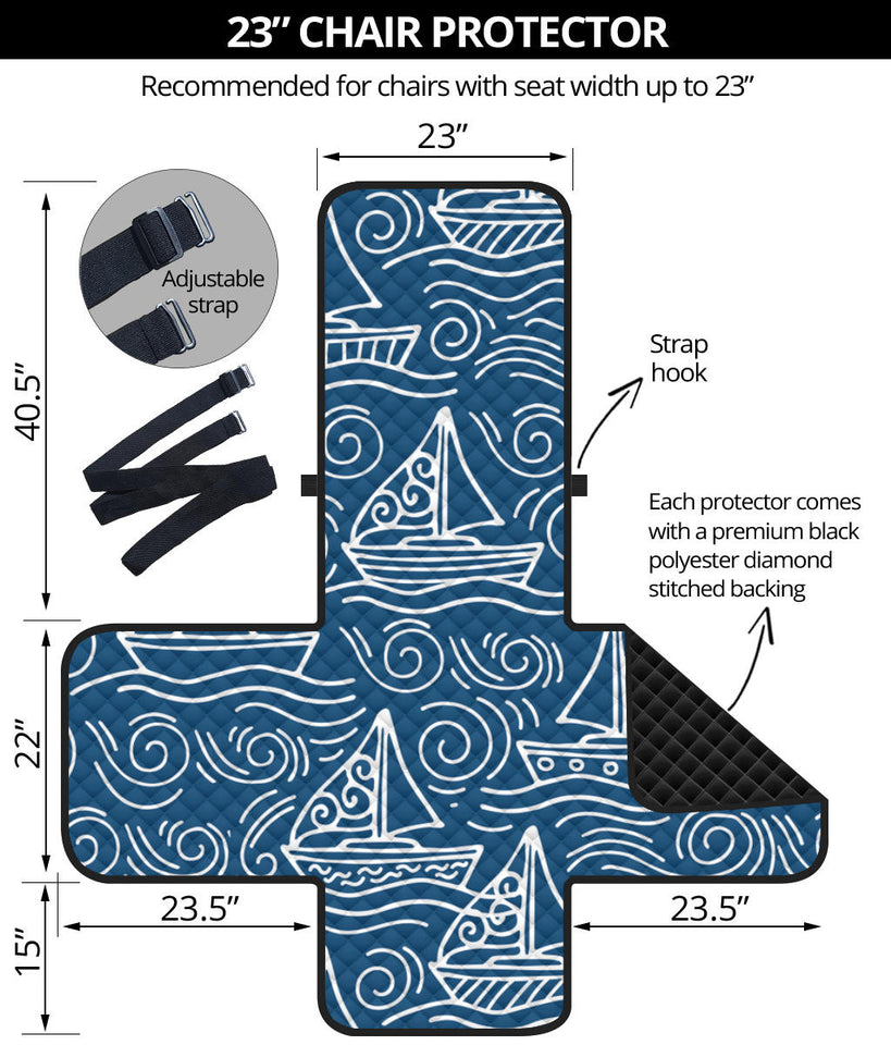Hand drawn sailboat pattern Chair Cover Protector