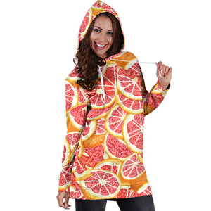 Tropical Grapefruit Pattern Women'S Hoodie Dress