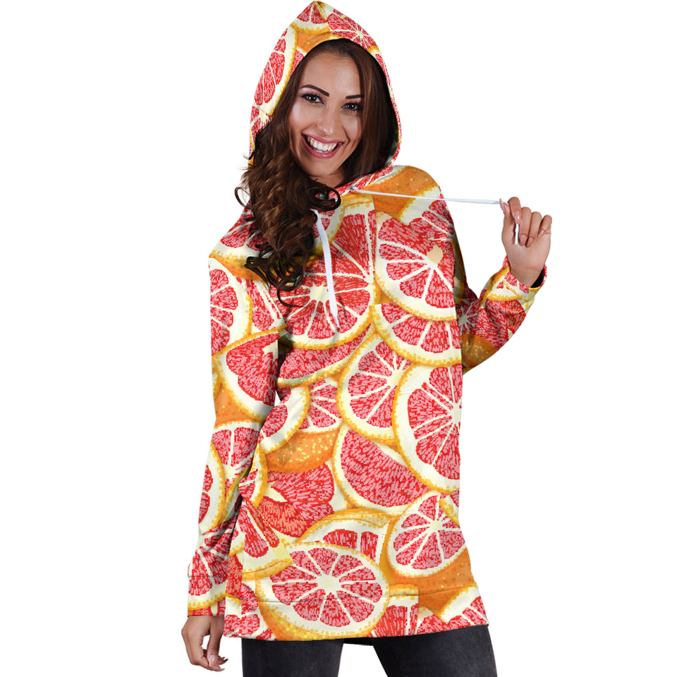 Tropical Grapefruit Pattern Women'S Hoodie Dress