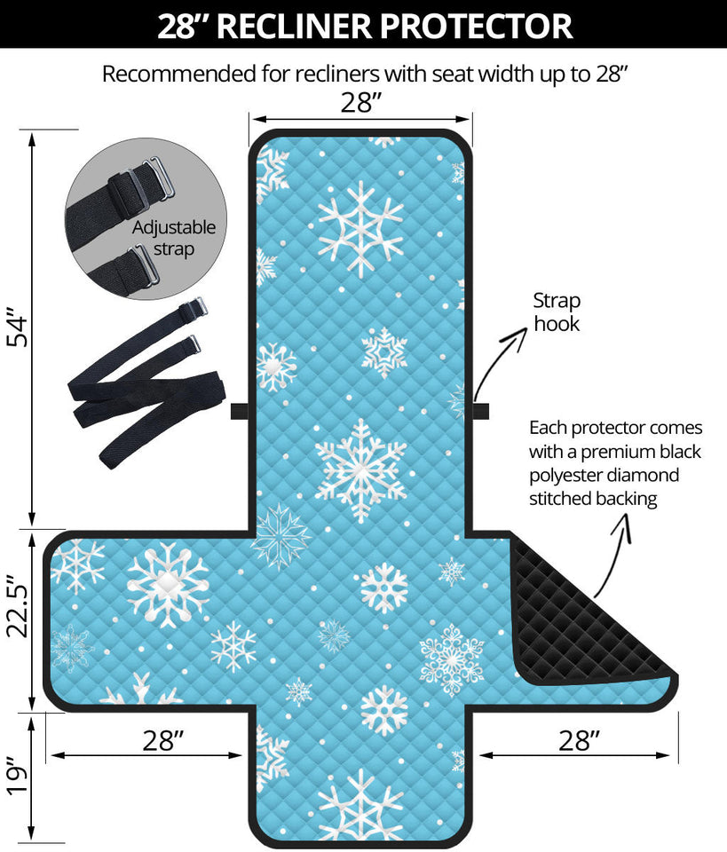 Snowflake pattern blue background Recliner Cover Protector