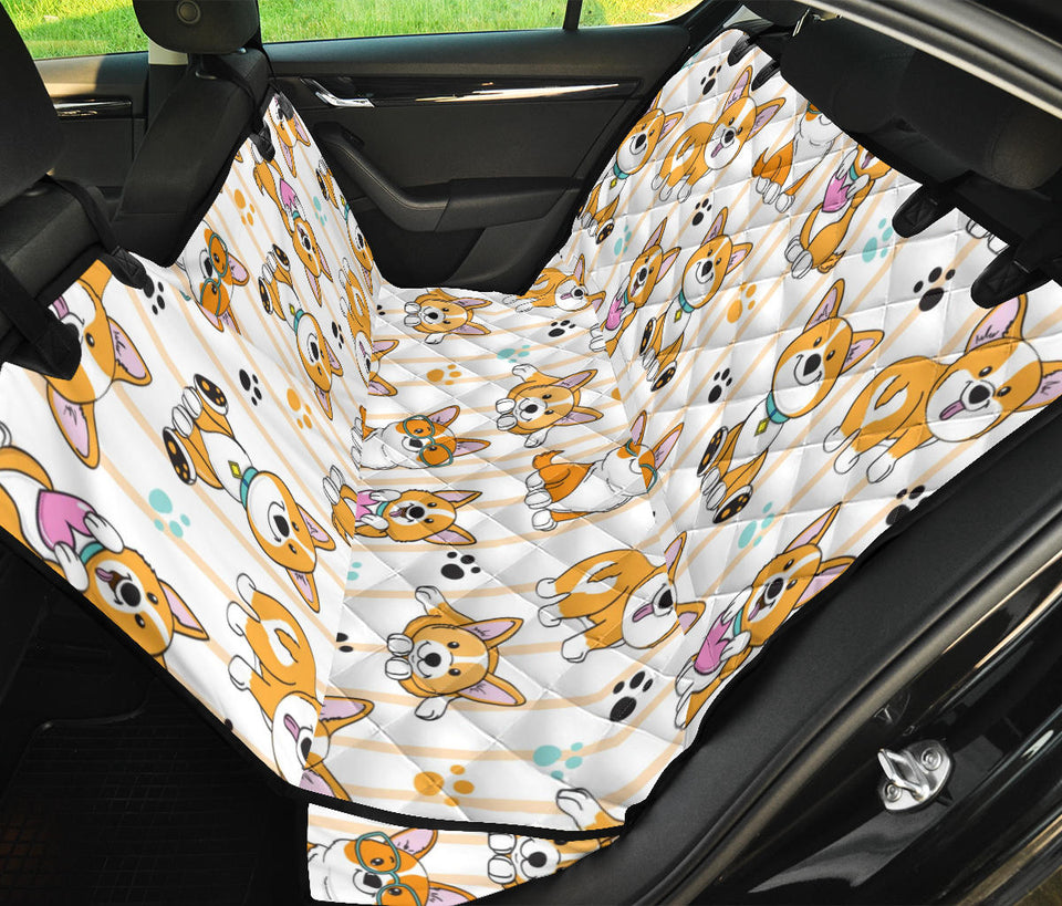 Cute Dog Corgi Striped Background Pattern Dog Car Seat Covers
