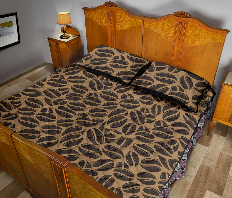 Coffee bean on brown background Quilt Bed Set