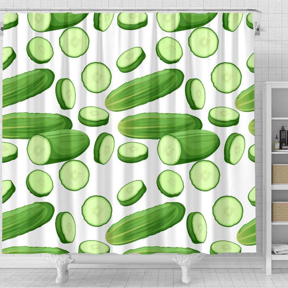 Cucumber Whole Slices Pattern Shower Curtain Fulfilled In US