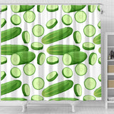 Cucumber Whole Slices Pattern Shower Curtain Fulfilled In US