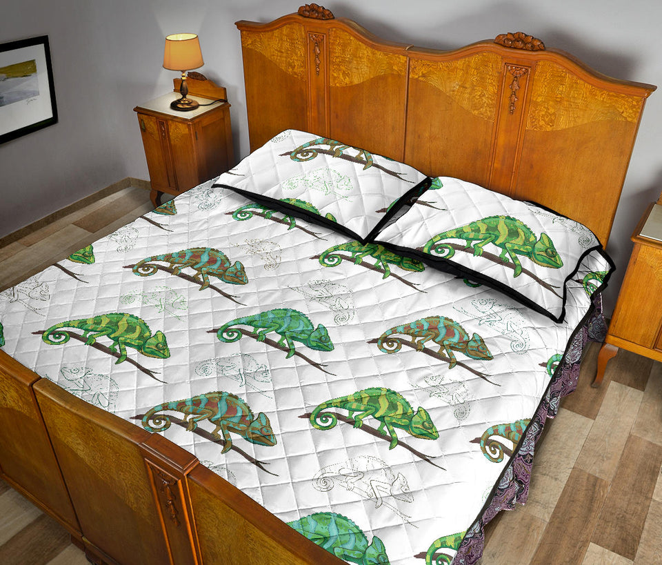 Chameleon lizard pattern Quilt Bed Set