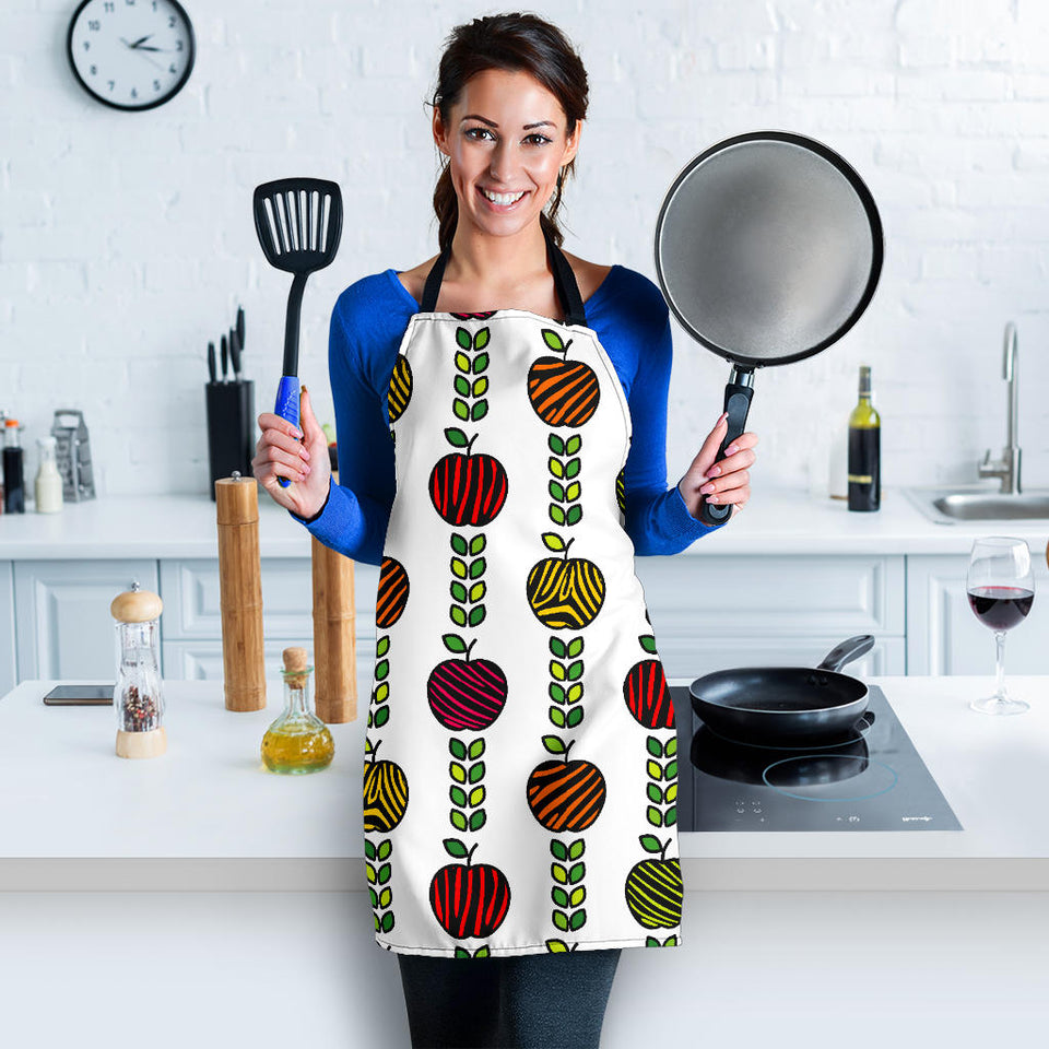 Colorful Apples Leave Zebra Stripe Adjustable Apron