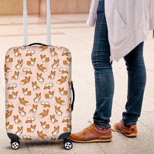 Cute Corgis Pattern Pink Background Luggage Covers