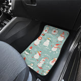 Cute Snowman Pattern Front And Back Car Mats