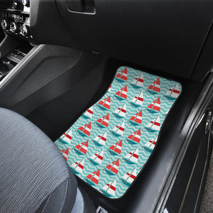 Red White Sailboat Wave Background Front Car Mats