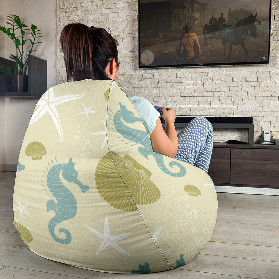 Seahorse Shell Starfish Pattern Background Bean Bag Cover