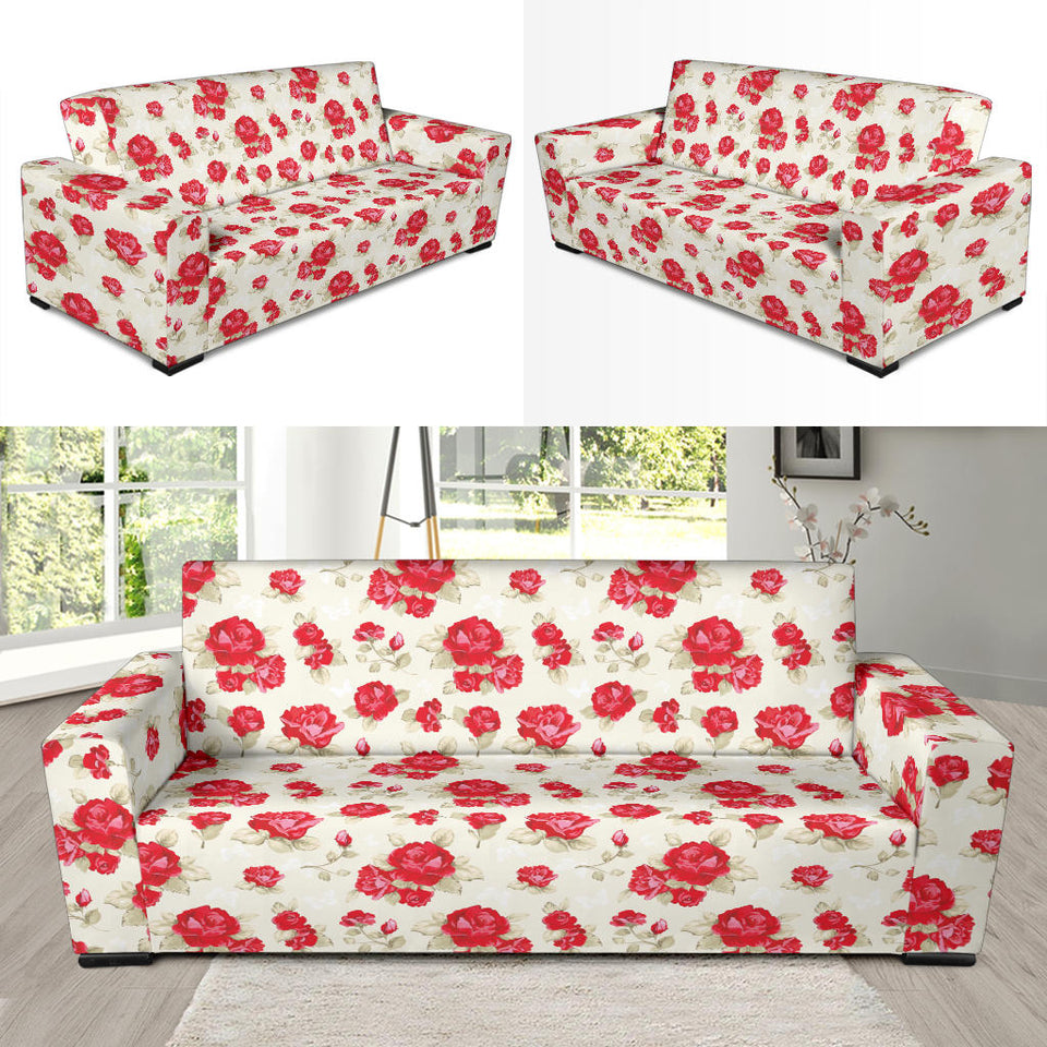 Rose Pattern Print Design 01  Sofa Slipcover