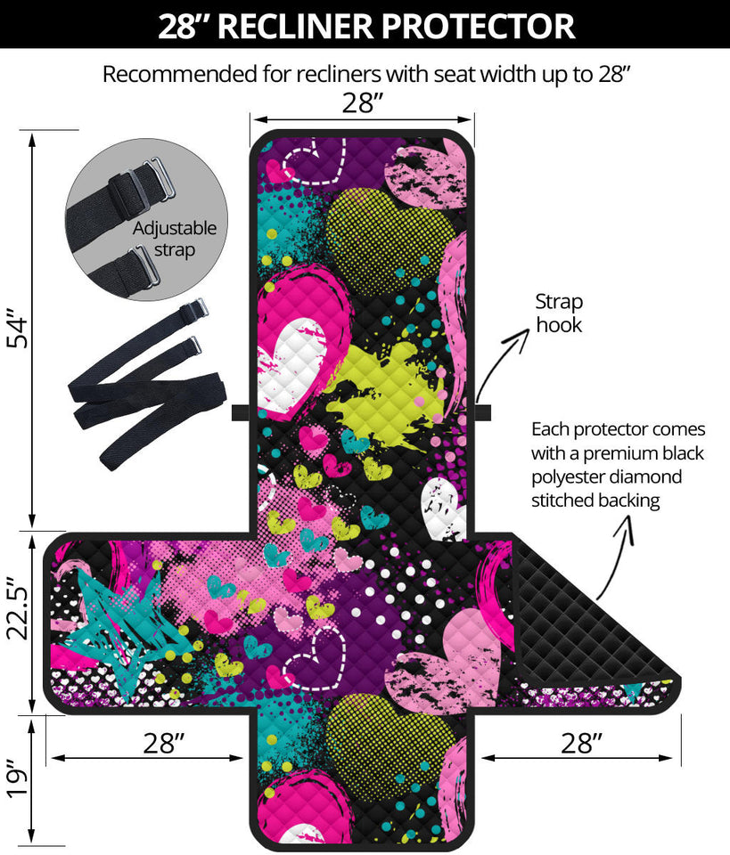 heart dot wave star creative design pattern Recliner Cover Protector
