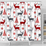 Deer Tree Snowflakes Chrismas Pattern Shower Curtain Fulfilled In US