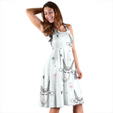 Cute Goat Design Pattern Sleeveless Midi Dress