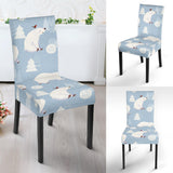 Cute Polar Bears Christmas Decoration Pattern Dining Chair Slipcover