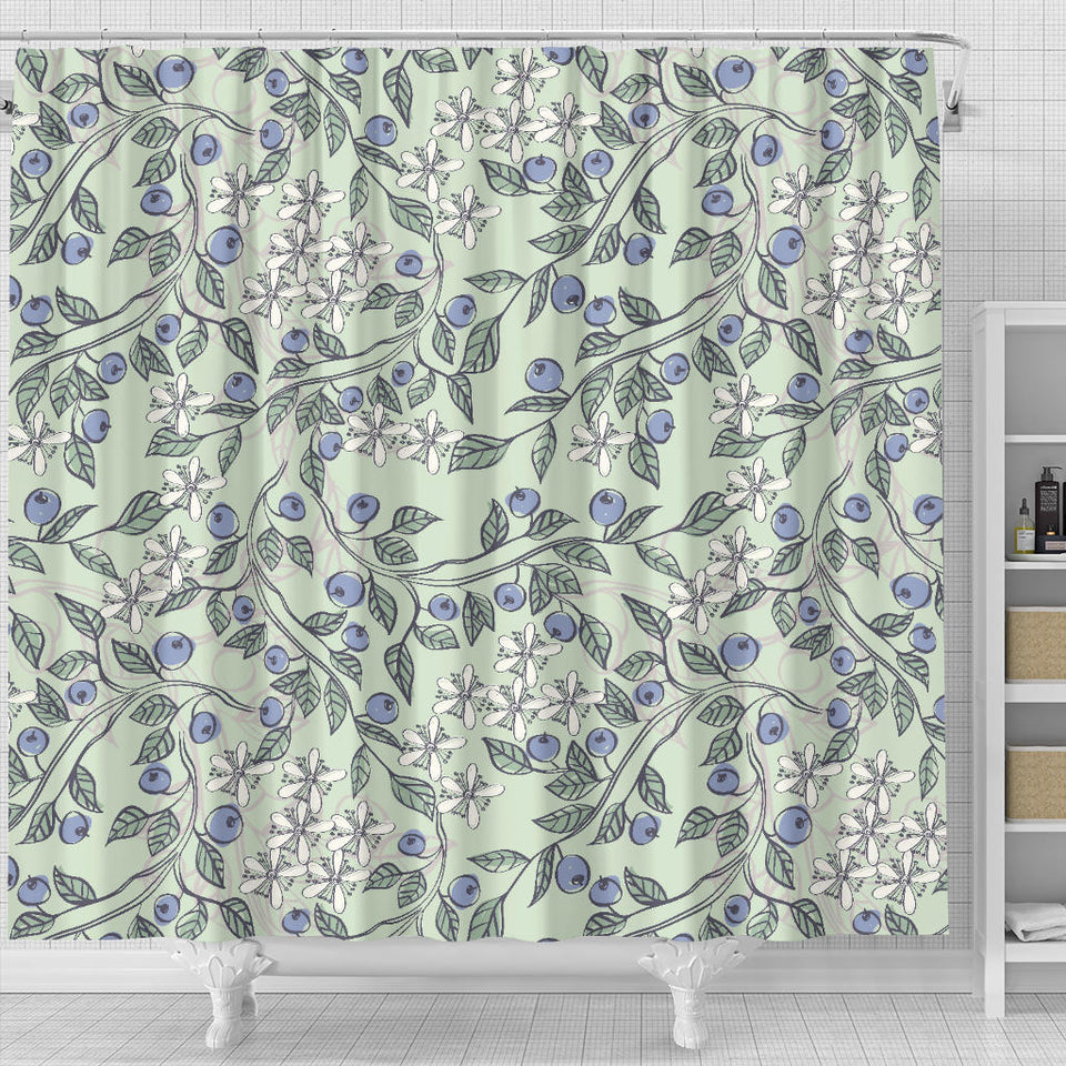 Hand Drawn Blueberry Pattern Shower Curtain Fulfilled In US