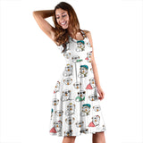 English Bulldog Pattern Print Design 03 Sleeveless Midi Dress