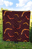 Boomerang Australian Aboriginal Ornament Circle Black Background Premium Quilt