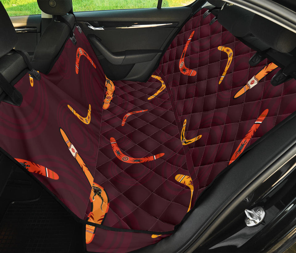 Boomerang Australian Aboriginal Ornament Circle Black Background Dog Car Seat Covers