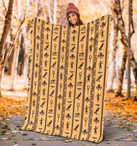 Egypt Hieroglyphics Pattern Print Design 02 Premium Blanket