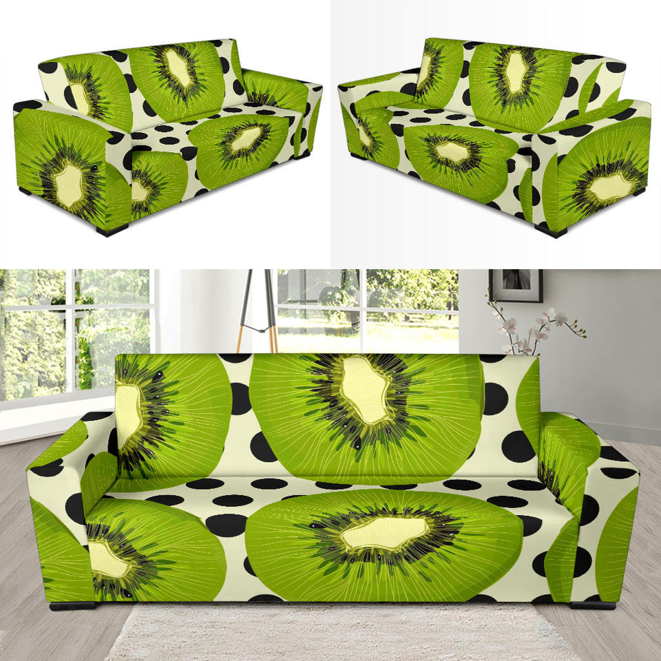 Kiwi Black Dot Background Sofa Slipcover