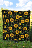 Sunflower Golden Polygonal Shapes Premium Quilt