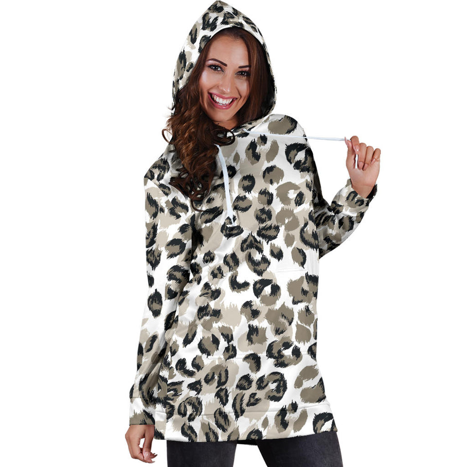 Leopard Skin Print Pattern Women'S Hoodie Dress