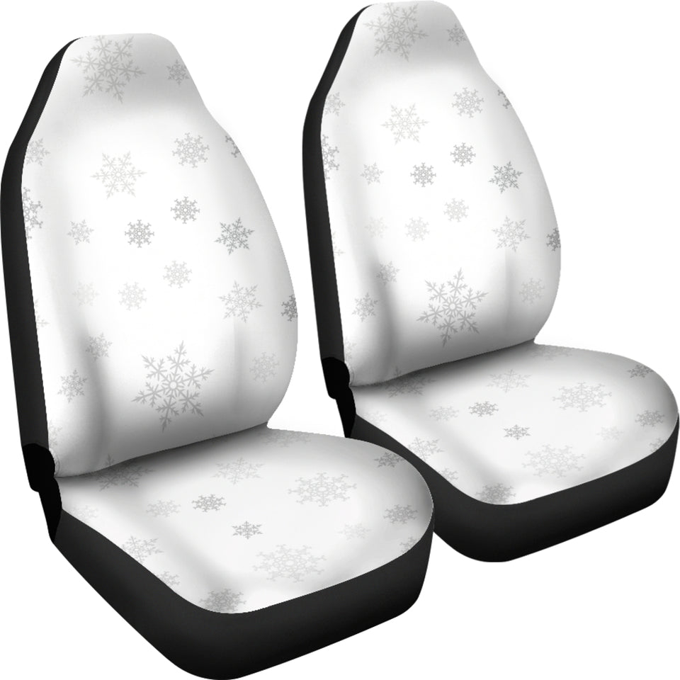 Snowflake Pattern White Background  Universal Fit Car Seat Covers