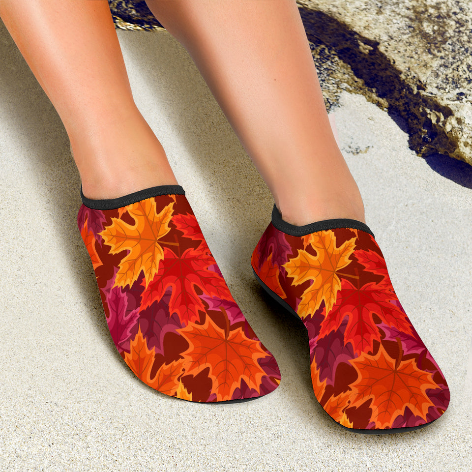 Autumn Maple Leaf Pattern Aqua Shoes