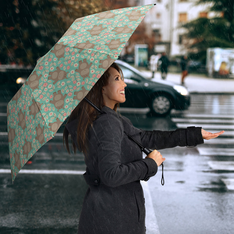 Hippopotamus Pattern Print Design 02 Umbrella