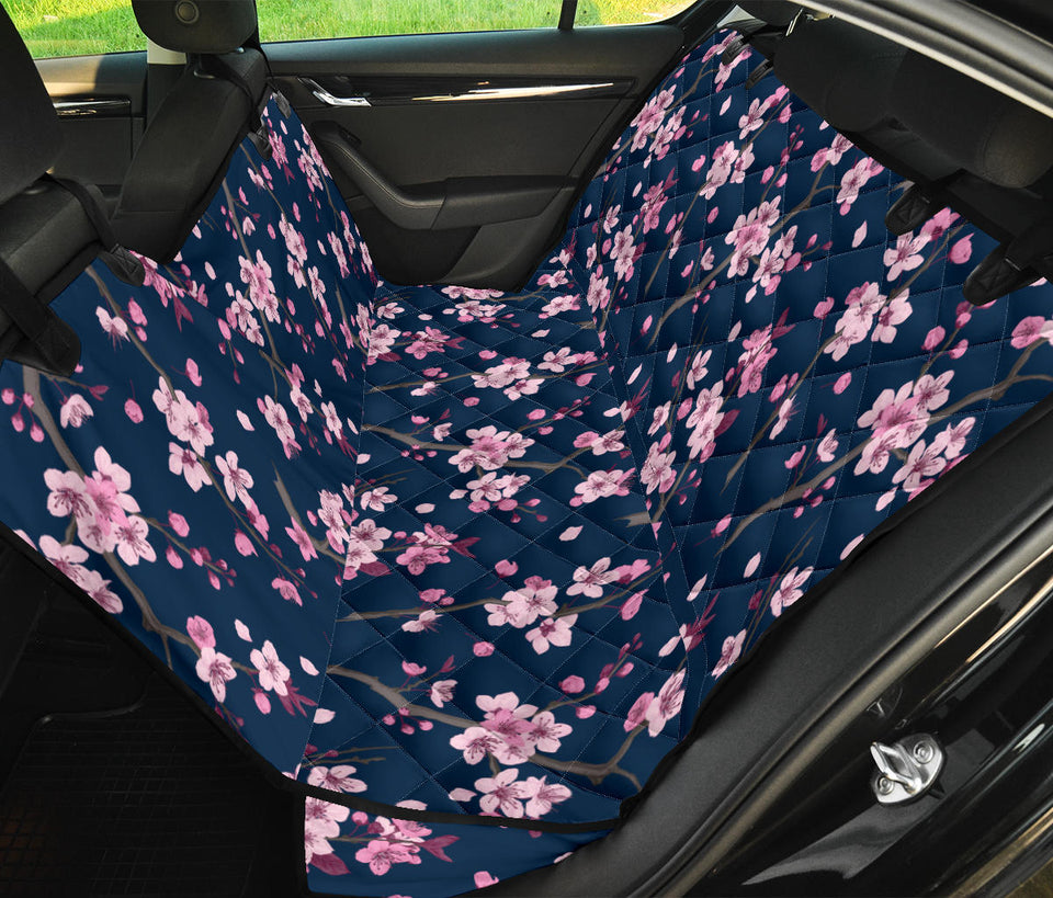 Pink Sakura Cherry Blossom Blue Background Dog Car Seat Covers