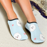 White Cute Pomeranian Pattern Aqua Shoes