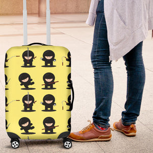 Cute Ninja Yellow Background Luggage Covers