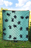 Sea Turtle With Blue Ocean Backgroud Premium Quilt
