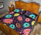 Colorful donut glaze pattern Quilt Bed Set