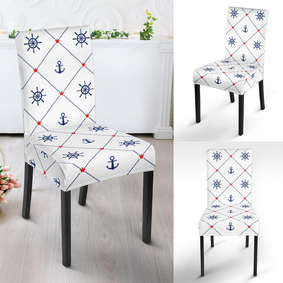 Anchor Rudder Nautical Design Pattern Dining Chair Slipcover