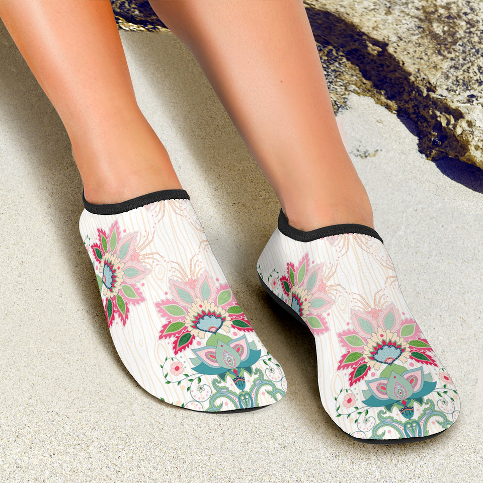 Square Floral Indian Flower Pattern Aqua Shoes
