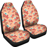 Camper Van Pattern Print Design 03 Universal Fit Car Seat Covers
