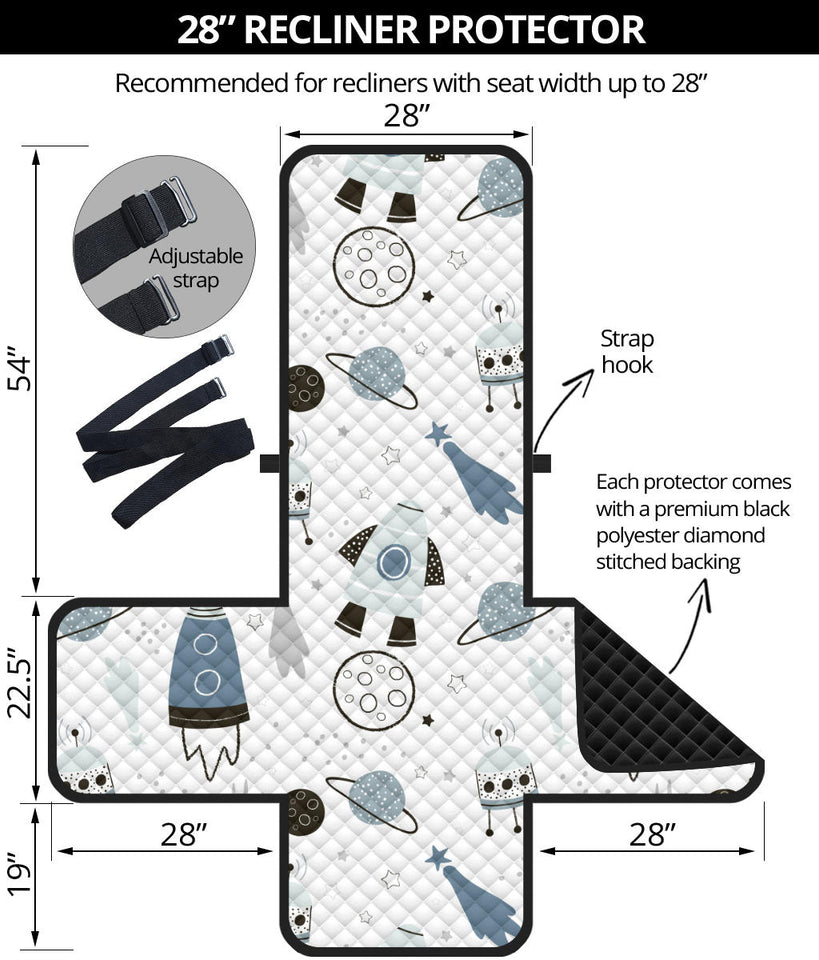 Hand drawn space elements space rocket star planet space probe Recliner Cover Protector