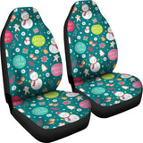 Snowman Bird Decorative Elements Christmas Pattern  Universal Fit Car Seat Covers