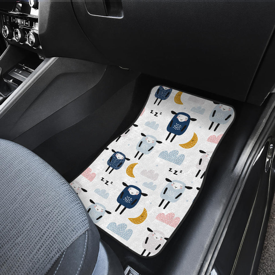 Cute Sleeping Sheep Moon Cloud Pattern Front And Back Car Mats