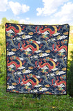 Blue Red Dragon Cloud Pattern Premium Quilt
