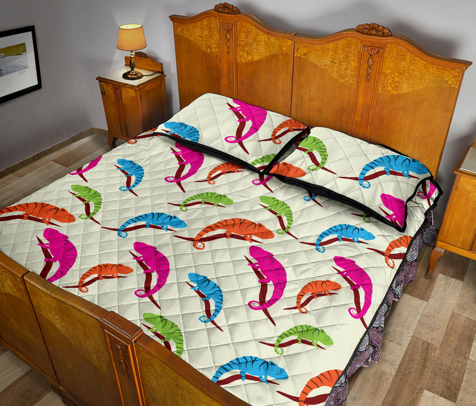 Colorful Chameleon lizard pattern Quilt Bed Set