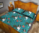 Boston terrier beautiful flower pattern Quilt Bed Set